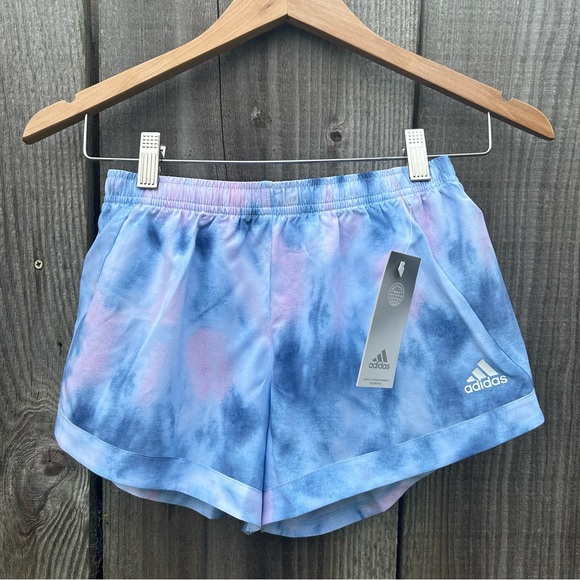 adidas Other - ADIDAS Shorts Girls Sz Medium 10-12 Blue Pink Tie Dye Running Athletic. NWT